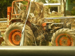 Debris covered tractor Debris covered tractor